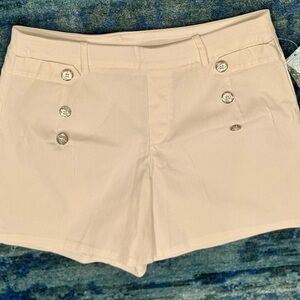 Blue Sol Pull-On Shorts L | High-Waist Sailor Button Front | Coastal Chic Preppy
